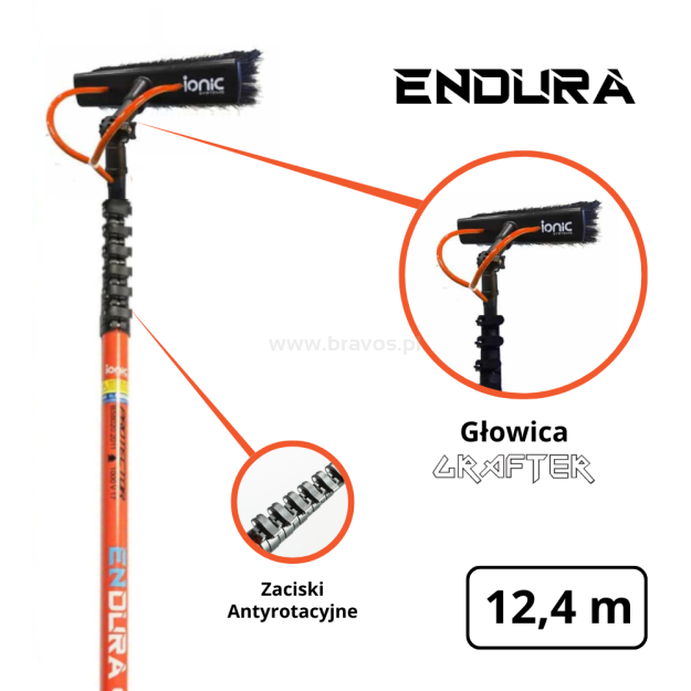 IONIC Kij teleskopowy ENDURA Carbon 45 ft - 12,40 m / 1,92 m - Grafter