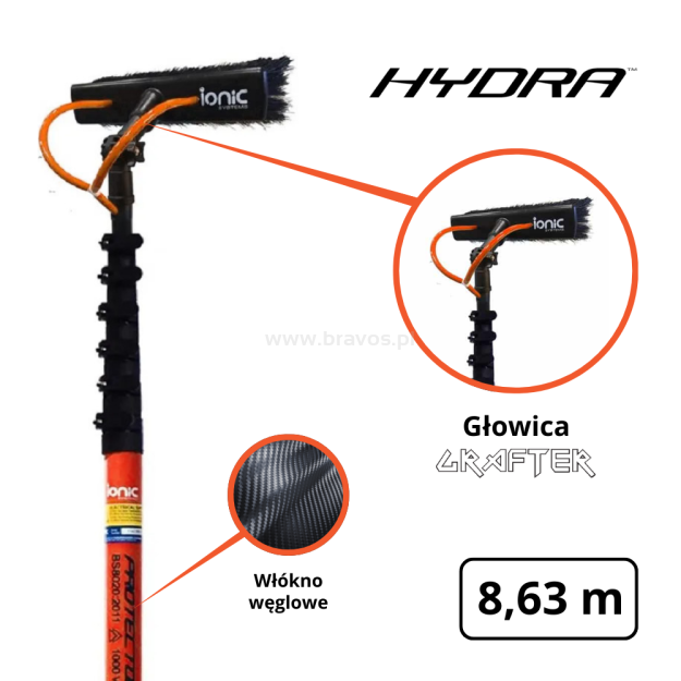 IONIC Kij teleskopowy HYDRA Carbon 32 ft - 8,63 m / 1,58 m - GRAFTER